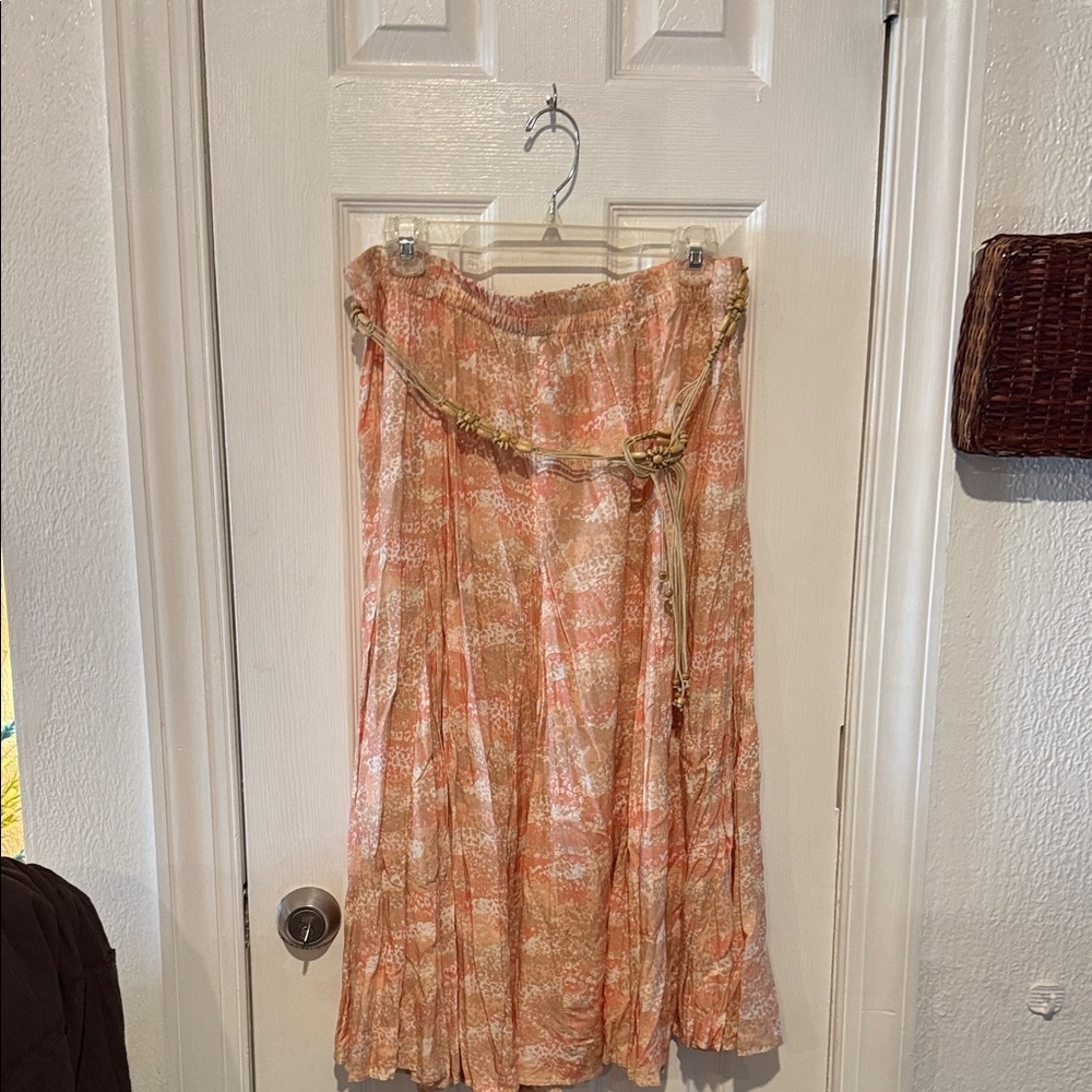 Multiples Coral and Beige Maxi Skirt